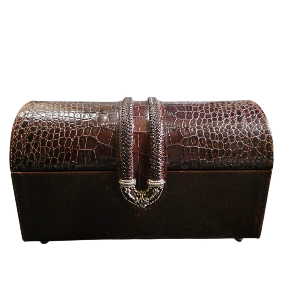BRIGHTON‎ Vintage Brown Leather Jewelry Box